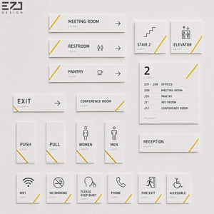 <span class=keywords><strong>Plaque</strong></span> de porte personnalisée EZD pour chambre d'hôtel, en acrylique et métal, avec numéro de chambre et braille, pour hôtel, appartement, bureau - Product Image 1