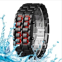 Jam Tangan Elektronik Anak Terlaris Smart Alloy Lava Stainless Steel Band LED Blue Light Chronograph Night Light