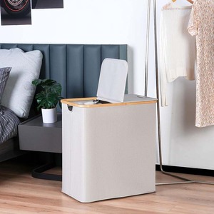 Đứng miễn phí ráp 2 phần giặt cản trở 145L Thêm lớn giặt giỏ với nắp tre & có thể tháo rời túi bên trong - Product Image 5