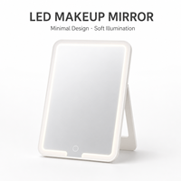 Miroir de maquillage LED portable à intensité variable, miroir cosmétique de table avec lumière d'appoint pour dortoir d'étudiant, chambre à coucher, bureau
