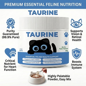 Suplemento de Taurina en Polvo para Gatos, 99.9% Puro, Frasco de 60g, para la Salud del Corazón y la Visión de los Gatos - Product Image 1