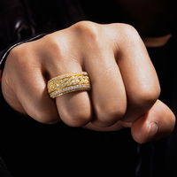 Bague de Fiançailles et d'Éternité pour Homme en Moissanite VVS Pavée de 1,2 et 0,8 mm, Style Hip-Hop, Vente en Gros
