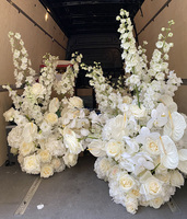Boule de fleurs en soie personnalisée rose et verte avec orchidée blanche pour centre de table de mariage, décoration de la maison