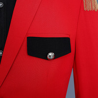Nouveau costume de marin officier de marine rouge, veste de costume pour homme, veste de fanfare à franges, uniforme pour adulte, veste + pantalon