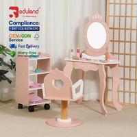 Table de Maquillage Rose en Bois pour Jeu de Rôle, Ensemble de Jouets de Princesse pour Enfants |   Ensemble de toilette |   Ensemble de table de toilette