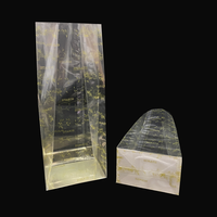 Sac cadeau personnalisé en plastique transparent recyclable de 30 microns d'épaisseur, imprimé en gravure dorée, pour emballage alimentaire, fond carré