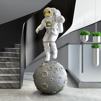 ECOJAS Statue d'astronaute personnalisée en résine de fibre de verre, décor de statue de maison, figurine d'astronaute grandeur nature de 130cm