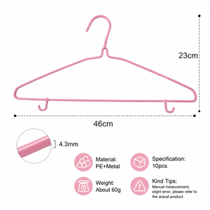 Cintres plats en plastique enduit, PE et métal, antidérapants pour présentation en magasin et rangement domestique, vente en gros - Product Image 2