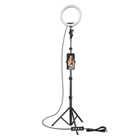 Éclairage Ring Light à led de 10 pouces avec trépied et support, lumière pour Selfie, Youtube