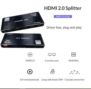 High Quality <strong>Ultra-Thin</strong> 4K <strong>HDMI</strong> 2.0b Splitter 4port 1 in 4 Out HDCP2.2 4K 60Hz RGB8;8;8 With EDID Scalar Function <strong>HDMI</strong> Splitter - Product Image 3