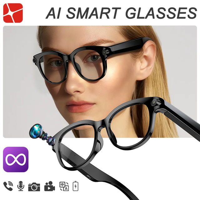 Ai Multimodal Smart Glasses 8Mp Hd Camera for Real-Time Translation and Object Recognition Video Recording Glasses