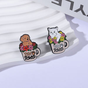 Pins Esmaltados con Diseño Floral de Paw Power para Amantes de Mascotas, Broches de Animales con Gatos y Perros Blancos, Insignias de Solapa, Joyería de Moda, Regalos para Amigos - Product Image 2