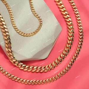 Lujoso collar de cadena cubana de Miami de oro sólido de 10K Hip Hop Trend Iced Out Moissanite Diamonds Charm - Product Image 1