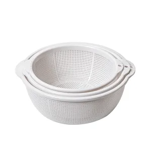 Cesta de plástico para drenaje de frutas y verduras, juego de tres piezas, el mejor precio