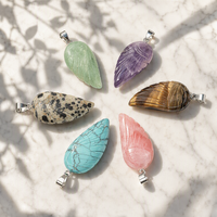 Pendentif Aile d'Ange en Cristal Naturel, Pierres Précieuses Polies à la Main, Breloques Chakra pour la Guérison Énergétique Reiki, Vente en Gros de Bijoux