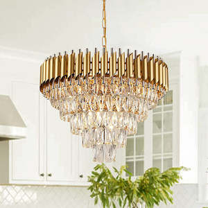 Lustres de plafond de luxe en cristal arrondi d'or créatif moderne nordique lampes suspendues pour salon - Product Image 3