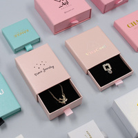 Emballage de bijoux avec Logo personnalisé, tiroir, bague, boucle d'oreille, collier, Bracelet, rose, noir, carton, boîte en papier, vente en gros, 2022