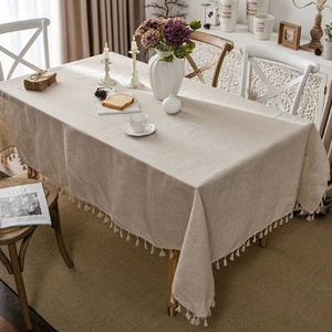 Pure <b>Linen</b> Farmhouse Tablecloth with Tassel for Wedding Home <b>Table</b> <b>Linen</b> Cotton 100% French Luxury Flax for Hotel Handmade Woven - Product Image 1