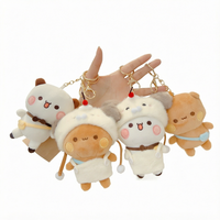Porte-clés pendentif en peluche doux en tissu PP, motif Panda de dessin animé, une ou deux figurines