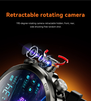 Montre connectée Android OS GPS Fitness Tracker AMOLED HD Téléchargement d'applications Musique Vidéo Carte SIM 4G Caméra rotative WIFI Gel de silice H19