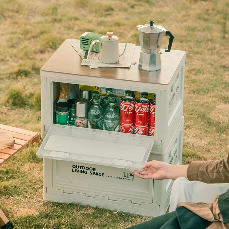 Sesam High-End Camping Outdoor Picknick Faltbare Aufbewahrung sbox Multifunktion ale stapelbare Aufbewahrung boxen mit Holzdeckel