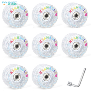 Seemore nhấp nháy Quad Con lăn Skate giày PU bánh xe Vòng bi cài đặt Quad ánh sáng lên trượt ván trượt con lăn Skate bánh xe - Product Image 1