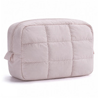 Trousse de Maquillage Matelassée en Nylon Doux avec Fermeture Éclair, Pochette Cosmétique Portable à Motif Bonbons, Mignonne pour Voyage et Organisation