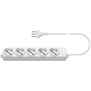 Power Strip 5 Way 34.1 Cm White Cable With 12.8 M Length For Home Office Use - Product Image 1