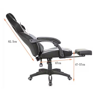 Chaise de jeu PC ergonomique pivotante en cuir PU noir, réglable en hauteur avec vérin à gaz 3 positions, design moderne et repose-pieds – Vente en gros à prix réduit