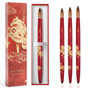 Pinceau à ongles acrylique Kolinsky en poils de cheval rouges, style 2026, mat, tailles 14, 16, 18, SSS, 100% Kolinsky, qualité supérieure - Product Image 1