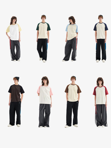 T-shirts pour hommes de haute qualité avec logo personnalisé, 100% coton, tricotés, manches raglan, design uni, coupe ample, vente en gros - Product Image 3