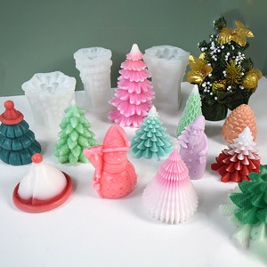 Arbre de noël bonhomme de neige Silicone moule ensemble bricolage bougies parfumées plâtre décor cire artisanat enchanté noël Silicone moules - Product Image 4