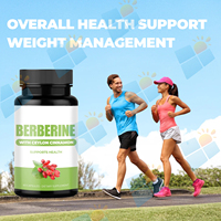 Complément alimentaire en capsules de berbérine pure naturelle biologique 1300 mg avec cannelle de Ceylan, marque privée OEM/ODM, pour la gestion du poids