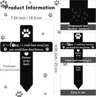 Chien tombe marqueur croix cadeaux commémoratifs animal de compagnie perte pieu plaques commémoratives, extérieur mémorial jardin décor étanche tombe marqueur