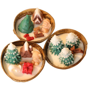 Holiday Decor Scented <b>Candle</b> Coconut Shell Bowl 3D Christmas Character Tree Soy Wax <b>Candle</b> For Christmas Gift Party Favor - Product Image 4