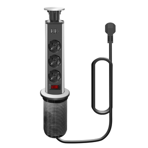 Khóa thiết kế mới dọc nhà bếp Pop Up ổ cắm tháp cửa hàng với USB 5V 2.1A sạc IP44 đánh giá 16A cho nhà bếp sử dụng - Product Image 3