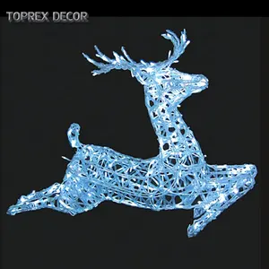 TOPREX LED 3D 사슴 모티프 홈 가든 공원 크리스마스 장식을위한 따뜻한 흰색 조명 아크릴 순록 동상
