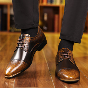 Chaussures habillées Oxford pour hommes, bout pointu, dessus en cuir, semelle extérieure en caoutchouc antidérapante, mariage, formelles, toutes saisons - Product Image 4