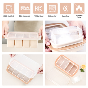 Moule à glaçons en silicone antiadhésif à 4 cavités en acier inoxydable, bac à glaçons, moule <span class=keywords><strong>de</strong></span> cuisson DIY pour desserts, avec couvercle, logo personnalisé, démoulage facile, haute qualité - Product Image 2