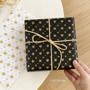 Gold Stamping Stars Tissue <b>Paper</b> Double Side Metallized Gift Craft <b>Paper</b> 17gsm Offset Printing Compatible - Product Image 3