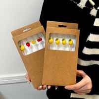 Pailles en verre borosilicate courbé de 8 mm pour boissons aux fruits, écologiques et réutilisables pour enfants