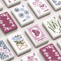 Juego de Mahjong de Estilo Americano, Edición Herencia, Color Morado Intenso, Acrílico, Acabado Artesanal, de Alta Gama, para Entretenimiento Informal