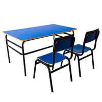 Ensemble table et chaises de salle à manger en métal robuste et moderne pour l'école, l'appartement, l'hôpital, le camp de formation, la cantine