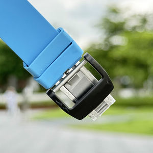 Montre mécanique squelette de luxe en forme de baril pour homme, automatique, style double tourbillon, avec bracelet en caoutchouc bleu - Product Image 6