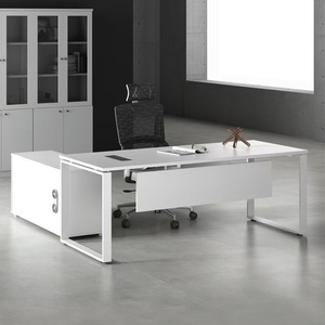 Đơn giản hiện đại màu trắng lớn điều hành bàn ghế thiết lập bền MDF gỗ phong cách quản lý giám sát ông chủ mở rộng Bảng điều chỉnh bàn văn phòng - Product Image 6