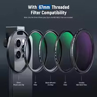 NEEWER 67mm Clip-On Verre Téléphone Lentille Filtre Kit Variable ND2-ND32 Fileté Adaptateur Anneau/Cold Shoe/Bouton de Verrouillage pour Appareil Photo