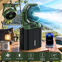 Kipas Angin Semprot Air Lipat 4 Lubang Isi Ulang Grosir, Pendingin Semprot Air USB untuk Berkemah, Mendaki Gunung, Hotel, Mobil, Memancing, Perjalanan