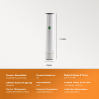 Pompe à vide portative USB 2026 - Aspiration puissante de -65 kPa, Économiseur d'aliments électrique portable pour bocaux Mason et sacs sous vide