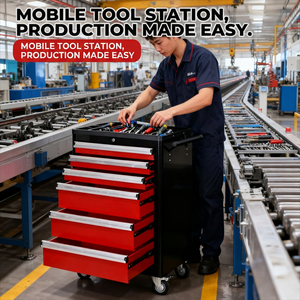 Multifunctional <b>Tool</b> <b>Cart</b> With Drawers Metal Garage Storage Organizer Industrial Design Easy Cleaning - Product Image 5