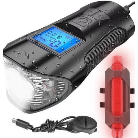 Modèle de compteur de vitesse avec klaxon, feu arrière noir rechargeable, 193g